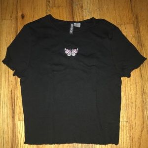 Black crop top with butterfly